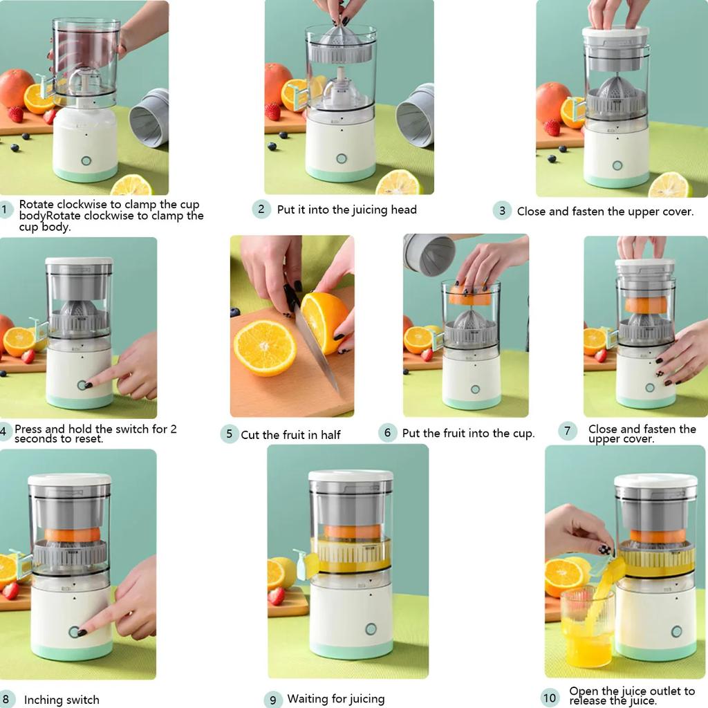 New Portable USB Rechargeable Juicer, Efficiently Separates Pulp for Orange, Lemon, Watermelon, A Must-Have Fresh Juice Tool