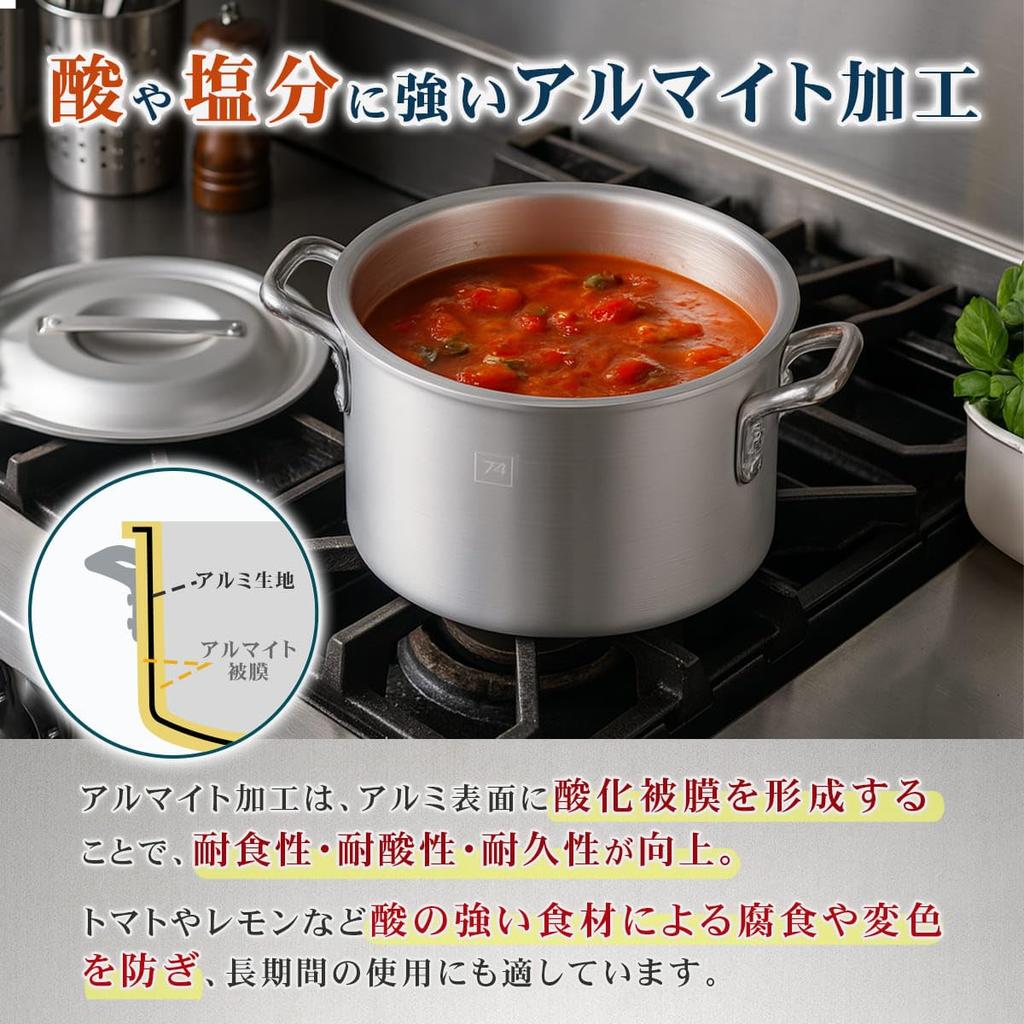 Thunder Group Anodized Aluminum Half Stockpot, IH Compatible, 28cm, 11L, with Measurement Markings and Lid, Commercial Grade, Double Handle Pot,