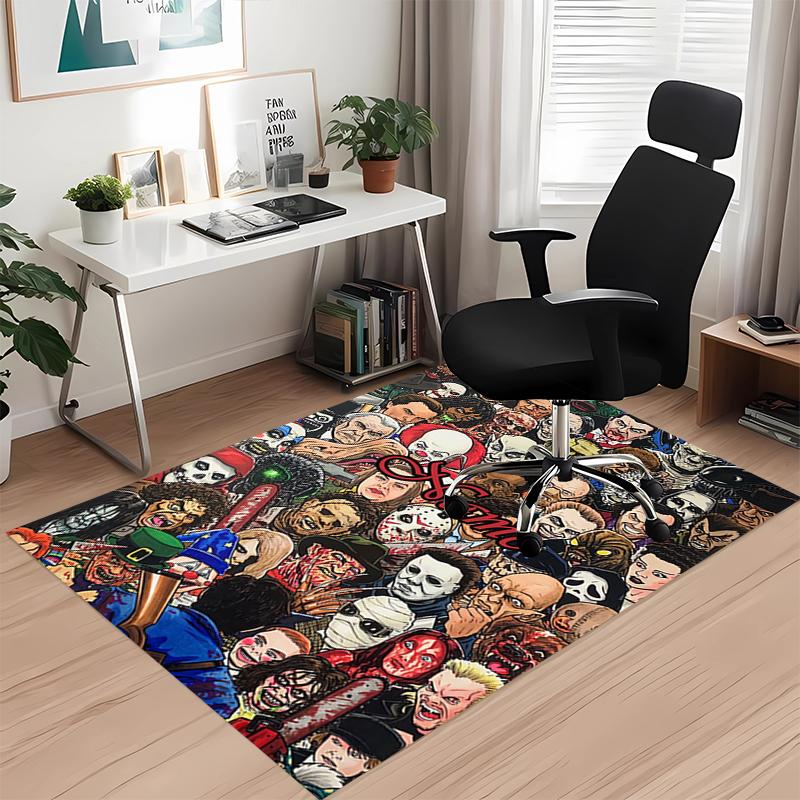 Benutzerdefinierter Name Halloween Horror Bedruckter Teppich, für Bürostuhl Wohnzimmer Schlafzimmer Küchenraum Dekor Geschenke.