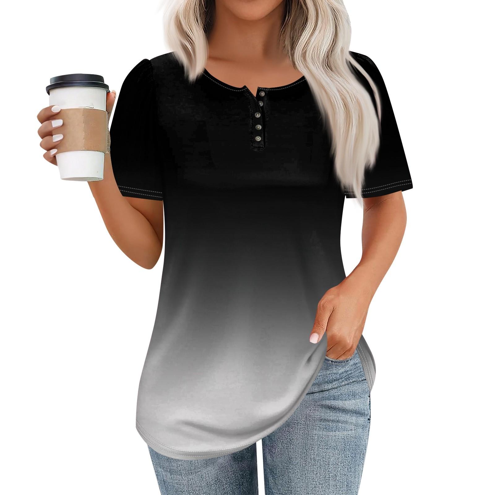 

Жіночий модний повсякденний пуловер з принтом на ґудзиках і круглим вирізом S