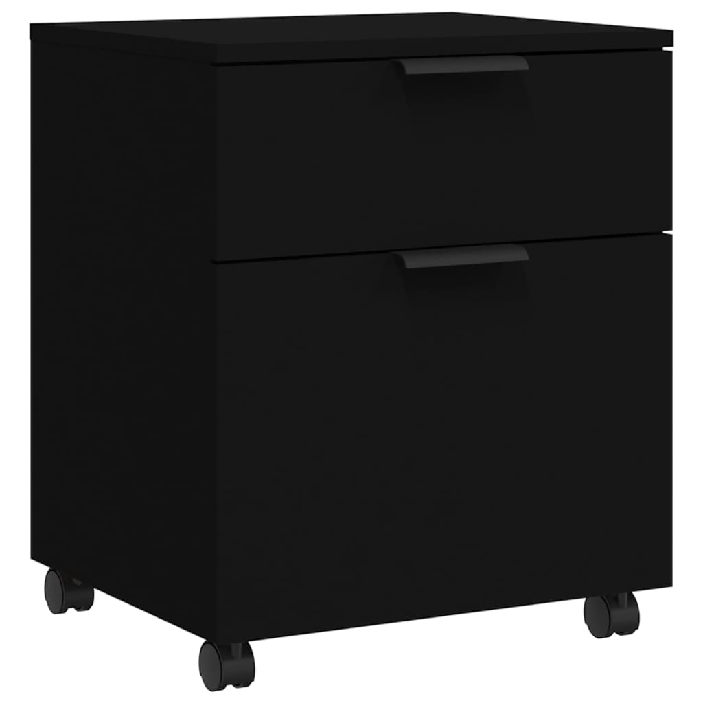 Mobiler Aktenschrank Mit Rollen Und Schubladen, Geeignet Für Flur, Wohnzimmer Und Arbeitszimmer, Schwarz 45x38x54 Cm