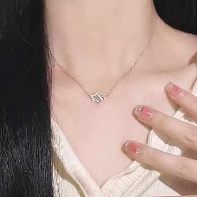 Small Shine Double Star Choker Necklace Women Silver Color Chain Pendant On Neck Bohemian Chocker Necklace Jewelry