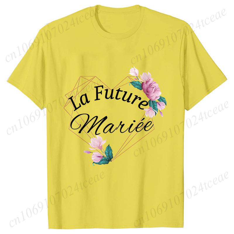 French Team Bride Squad T-shirt Flower Graphic Bridal Shower Wedding Tops Women Bachelorette EVJF Party Blouses Bridesmaid Tees