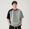 Herren Colorblock Raglanärmel T-Shirt - Oversized Lässiges Streetwear Top mit Aufnäher-Detail