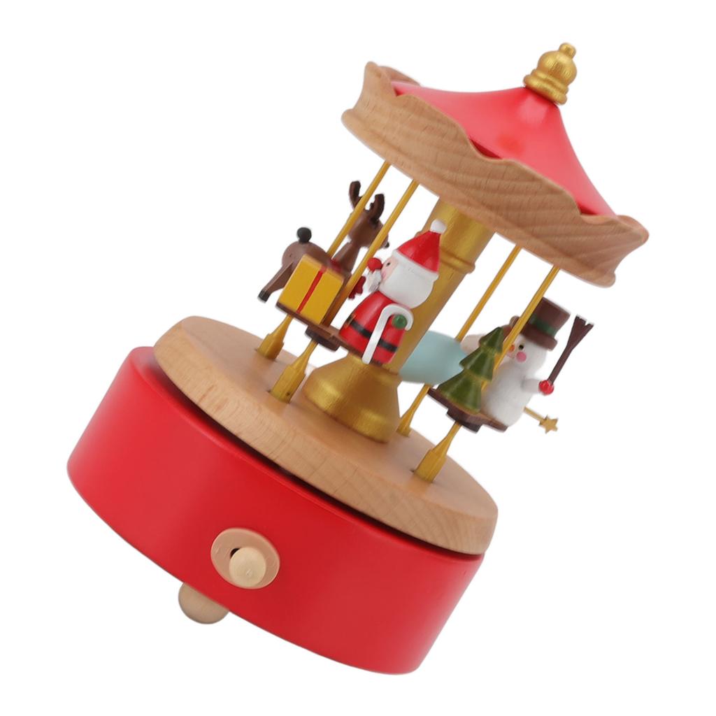 Christmas Music Box Wood Carousel Delicate Clockwork Musical Box Decoration Gifts