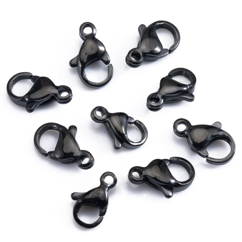 20pcs Black Stainless Steel Lobster Clasps 9/10mm Connector Clasp for DIY Bracelet Necklace Chain Claw Jewelry Making Supplies