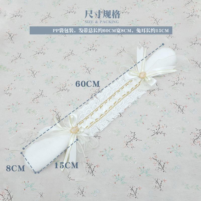 Lolita Hair Band With Lace Trim Plush Rabbit Motif - Cute Anime Cosplay Headband Women Girls