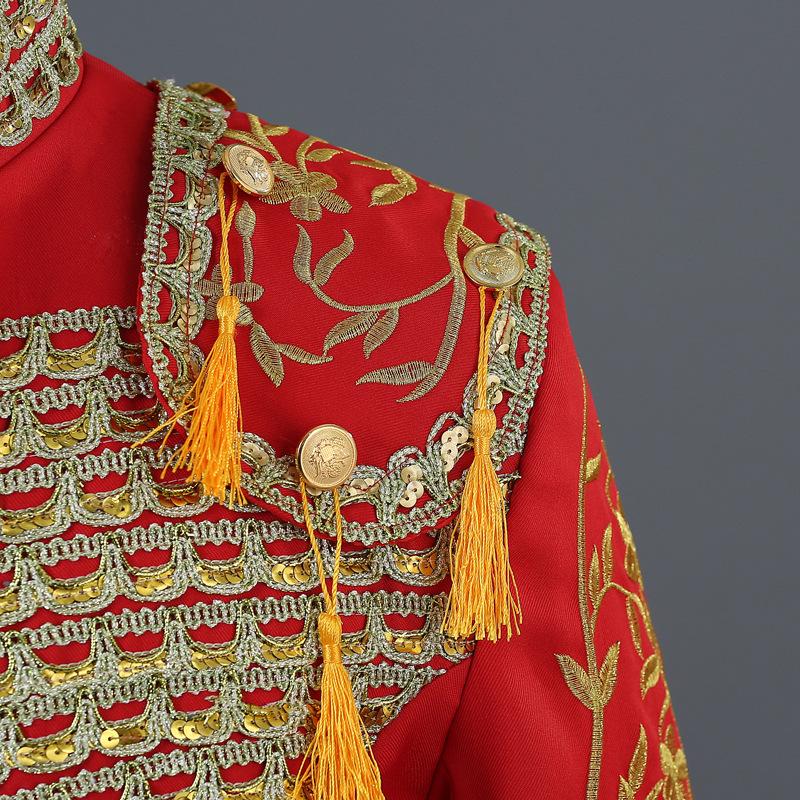 Men's Spanish Bullfighter Costume Stage European Court Performance Costume Bullfighting Costume Embroidered Tassel Three-piece Set