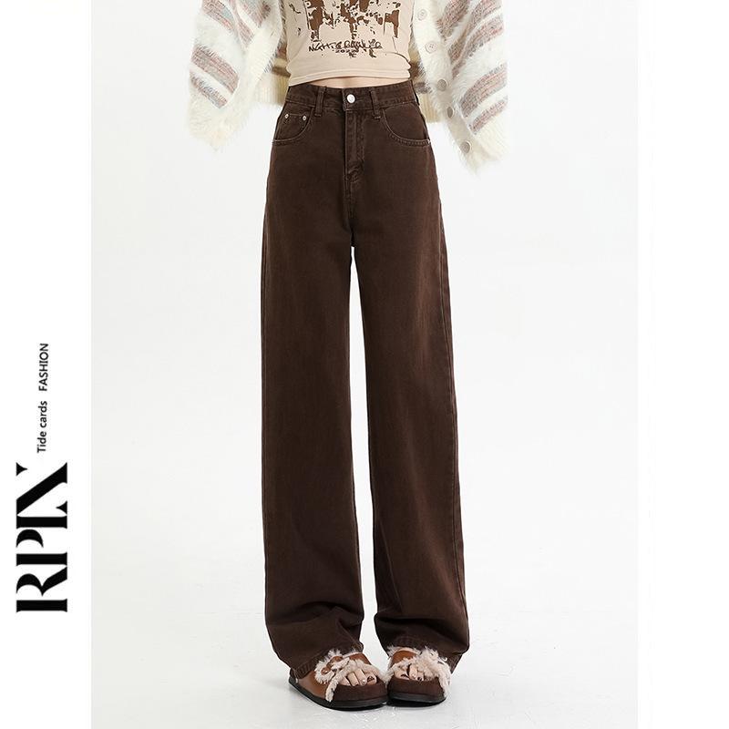 Black-Gray High-Waisted Wide-Leg Jeans for Women - Velvet-Lined, Thick, Loose-Fit, Slimming, Straight-Leg, Floor-Length, Petite, Trendy Pants