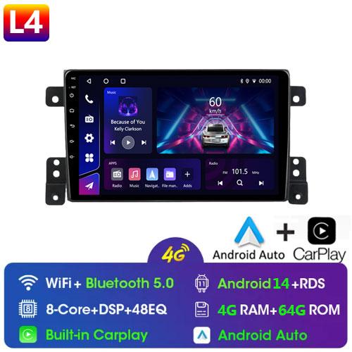 9 Inch 2 Din Car Radio for Suzuki Grand Vitara Escudo 2005-2015 Multimedia Android with Frame Carplay Autoradio Stereo