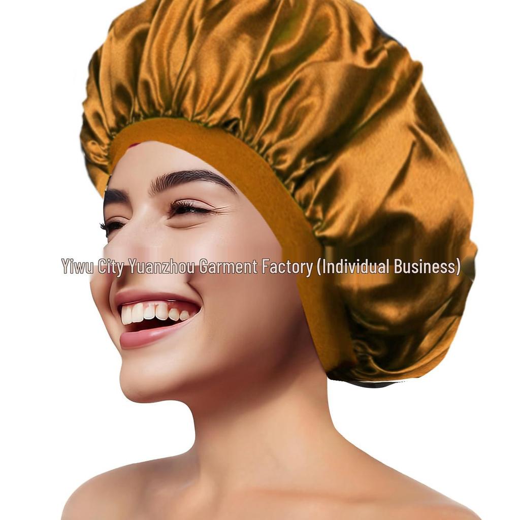 Women's Wide Brim Satin Sleep Cap – High Elasticity Hair Care Beauty Hat