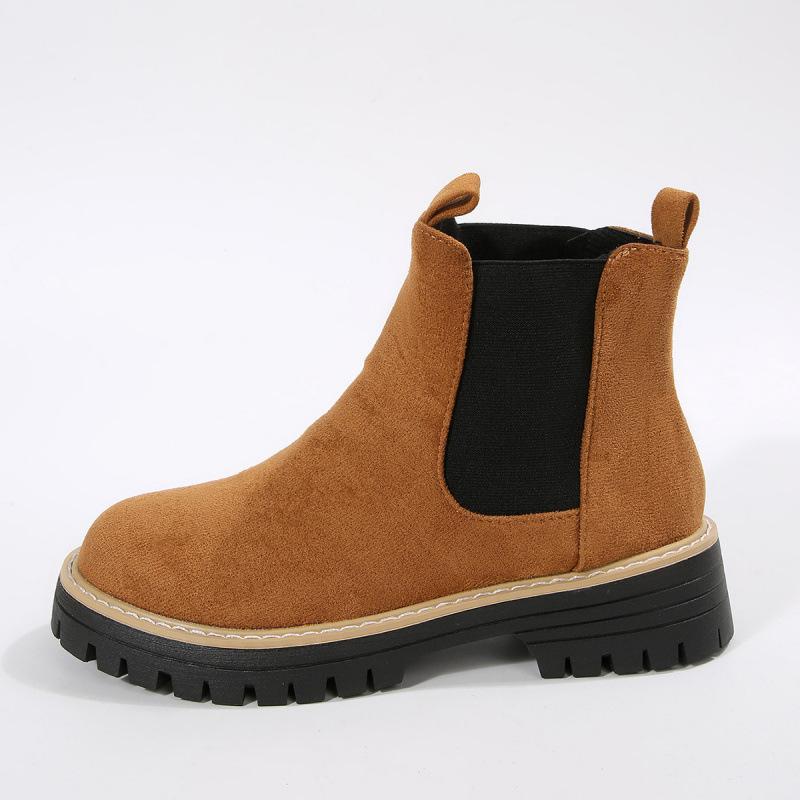 Martin boots new round head leather boots matte mid-top Chelsea boots casual boots