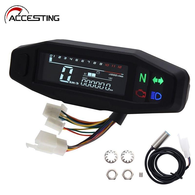 New Motorcycle Speedometer Oil Gauge Tachometer Universal Digital Meters Instrument Cluster Turn Signal Light Indicator