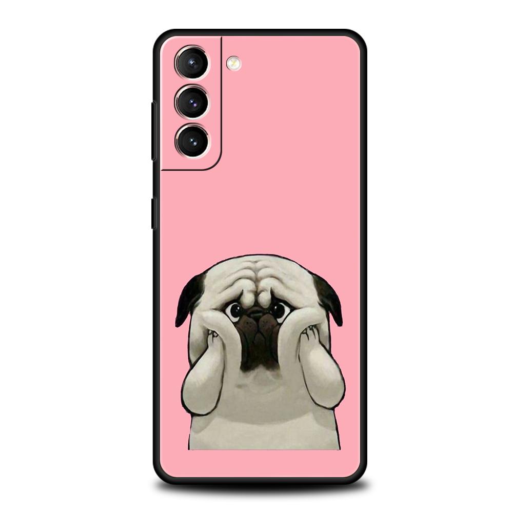 Cute Pug Dog Phone Case For Samsung Galaxy S24 S23 S22 S20 S21 FE Ultra S24 S23 S10 S10E S9 S8 Plus 5G Phone Cover Fundas Capas