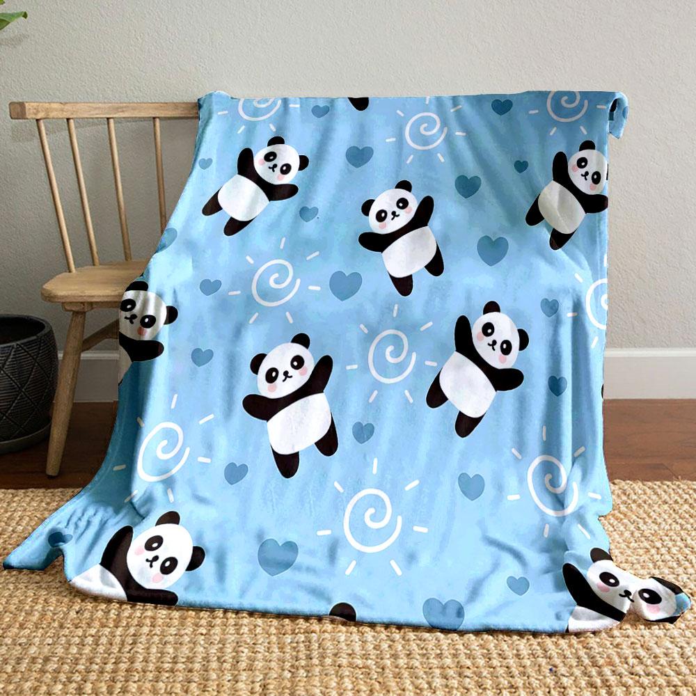 Cute Panda with Blue Heart Pattern print blanket soft and cozy perfect for the living room bed sofa or a nap,gift