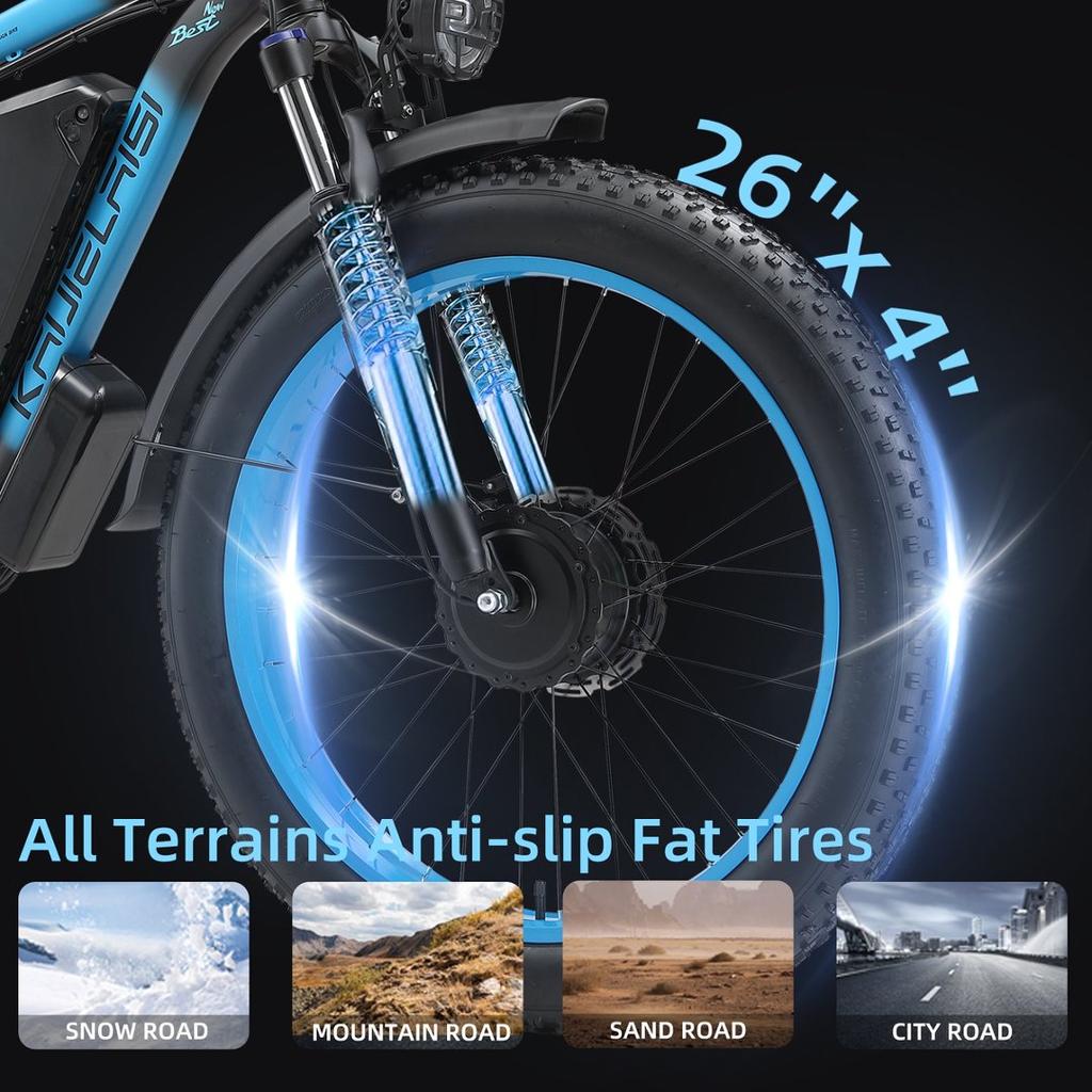 KAIJIELAISI E Bike V3 Motore 4000W Picco Batteria 48V23AH Bicicletta Elettrica 26 Pollici Gomme Grasse Freno Idraulico Bicicletta Elettrica Fuoristrada