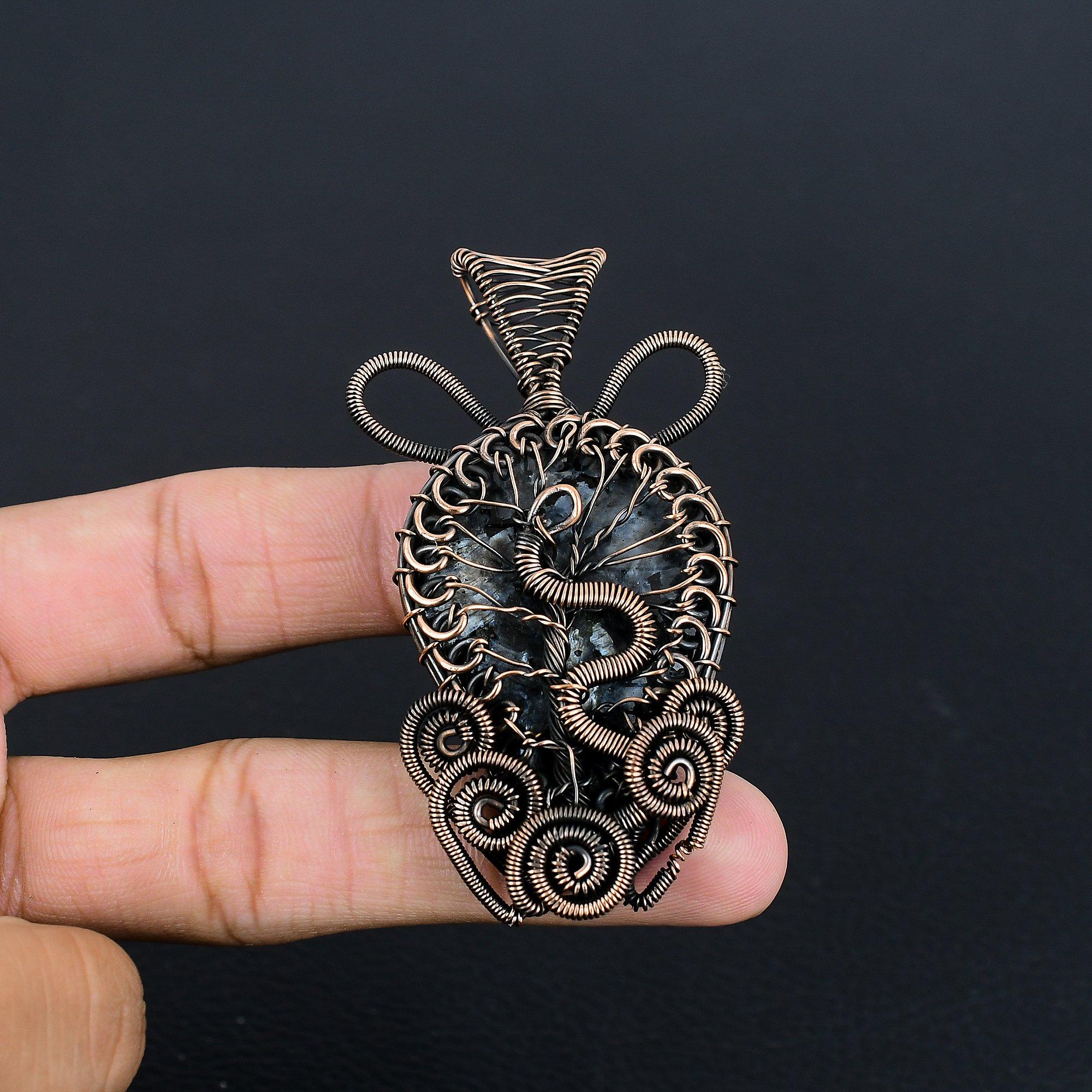 

Larvikite Pendant, 999 Copper Wire Wrapped Pendant Gemstone Jewelry, Handmade Pendant Amazing Jewelry, Gift For Her 2.25 Inches