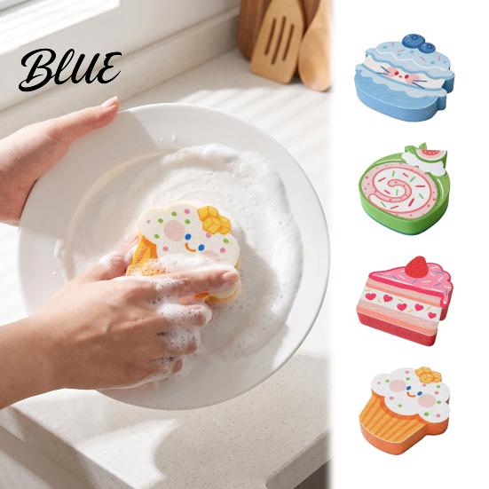 Kitchen Cleaning Sponges Double-Sided Cellulose Scrub Sponges Cute Dessert Patterns Non-Scratch Wood Pulp Soft Compressed Sponge Sponge Quick Drying