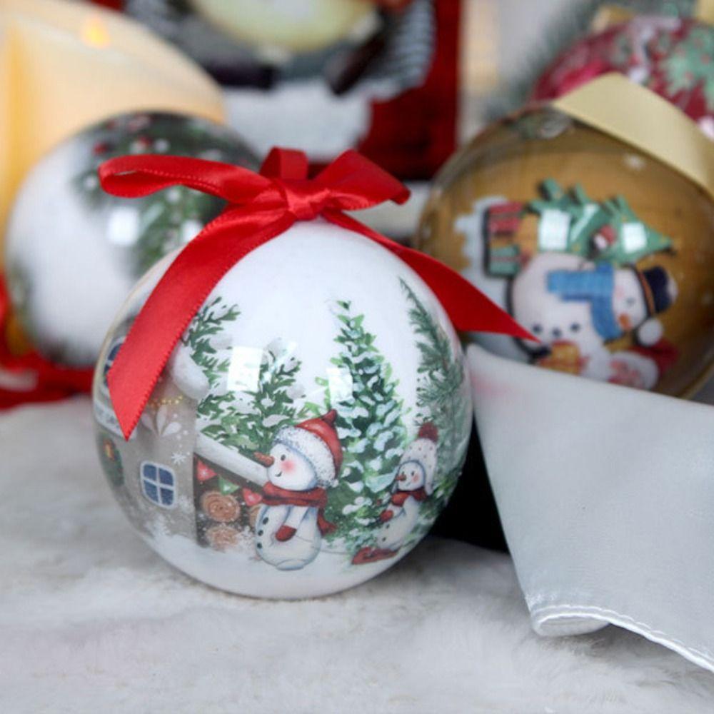 2pcs 8cm Christmas Tree Pendant Delicate Hanging Ornament Crafts Christmas Ball Window