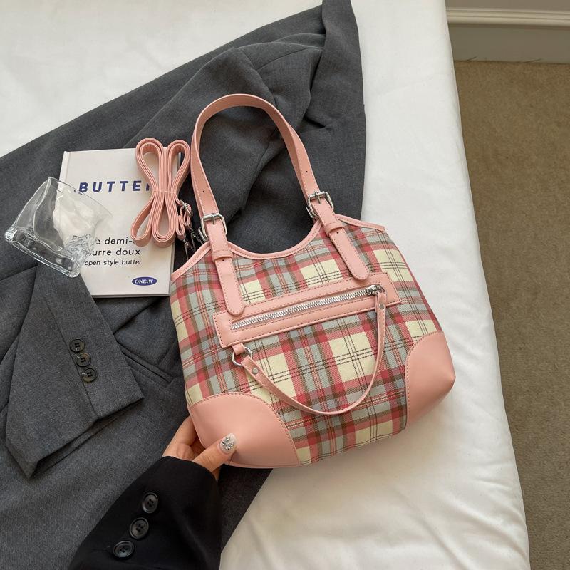 Handtasche Kontrastfarbe Plaid Kleine Quadratische Tasche Damen Schulter Umhängetasche