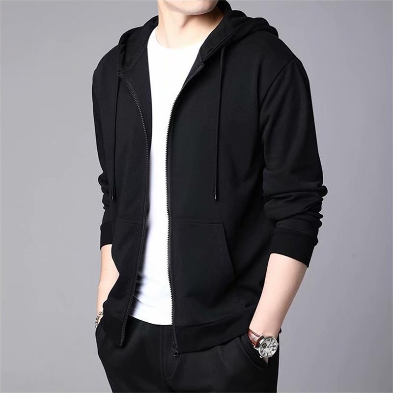 Men's Spring and Autumn Thin Loose Cardigan Sweatshirt Large Size Hooded Zipper Jacket
