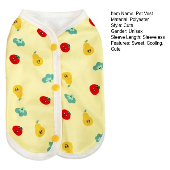 Dog T-shirts for Small Dogs Cute Fruit Print Sleeveless Pet Vest Breathable Button Down Puppy Clothes for Dogs Cats