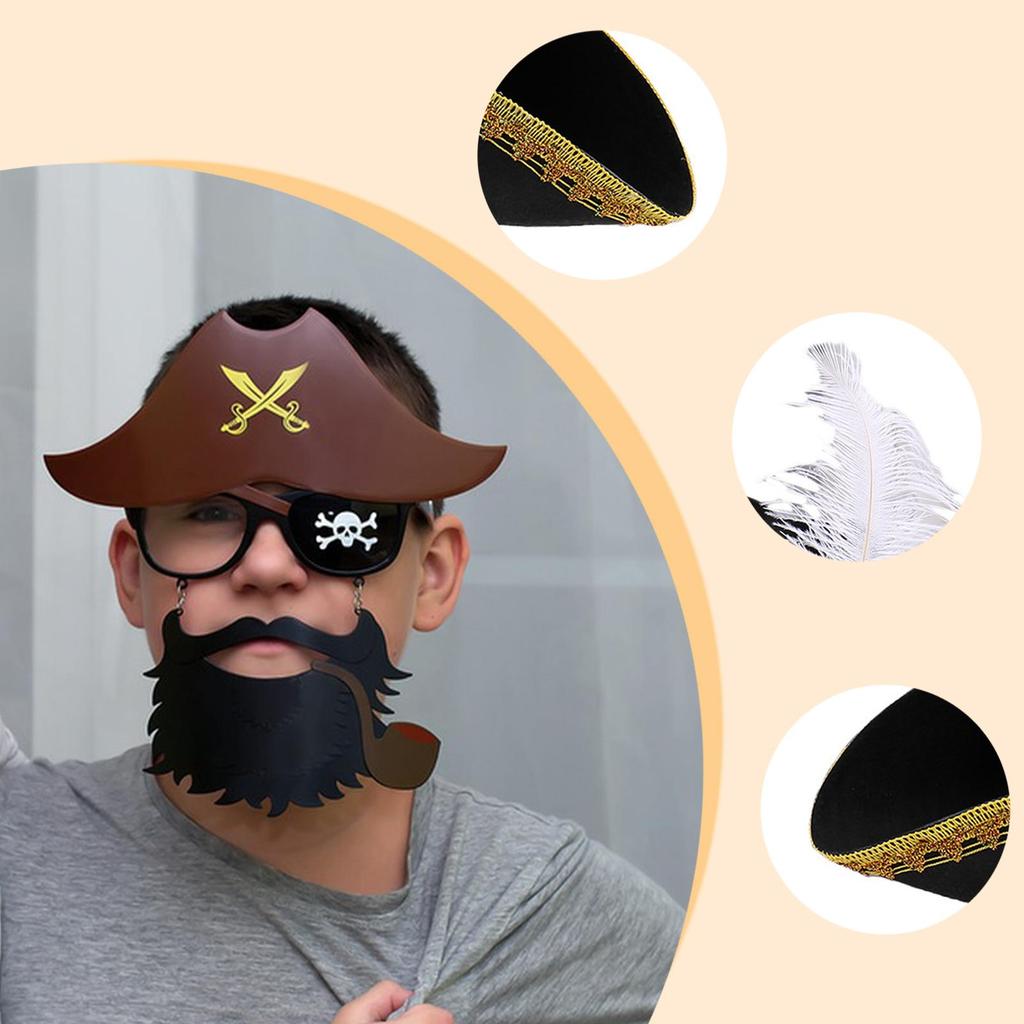 Pirate Hat Halloween Headwear Women Men Comfortable Birthday Stage Performance Festival Decor Gift Novelty Buccaneer Tricorn Hat