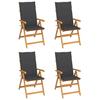 Garden Chairs 4 pcs with Anthracite Cushions Solid Teak Wood