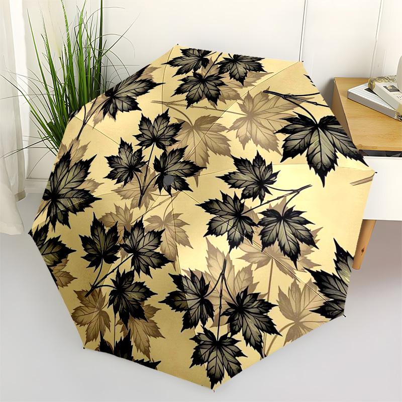 1pc Autumn Leaves Pattern Umbrella with Plastic Handle,Suitable for All Seasons Umbrellaptys26067