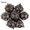 7 Pcs Silver Red Meteor Hammer Metal Dice Solid Metal Polyhedral Dice Set Suitable For Role-Playing Game