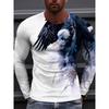 3D Wolf Print Autumn And Winter Men's Top Daily Casual Men's Long Sleeve T-shirt Outdoor Street Fashion Men's Long Sleeve Top