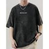 MOONLIGHT Letter Print Summer Men'S Trendy Drop Shoulder High-Quality Thick Oversized Vintage Pure Washed Craft Round Neck T-Shirt Street Style Loose