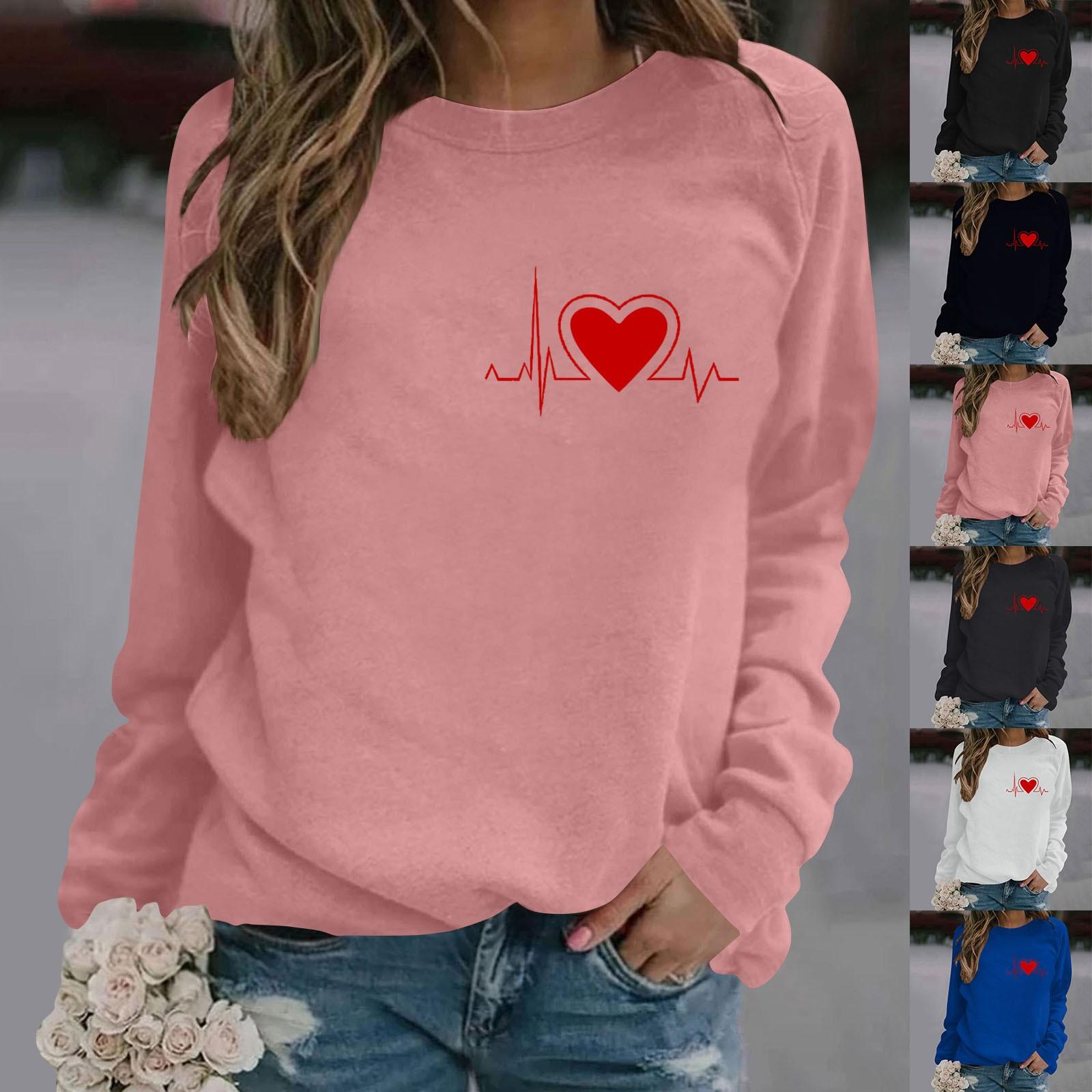 

Женский модный повседневный однотонный свитер с длинным рукавом и принтом ко Дню святого Валентина