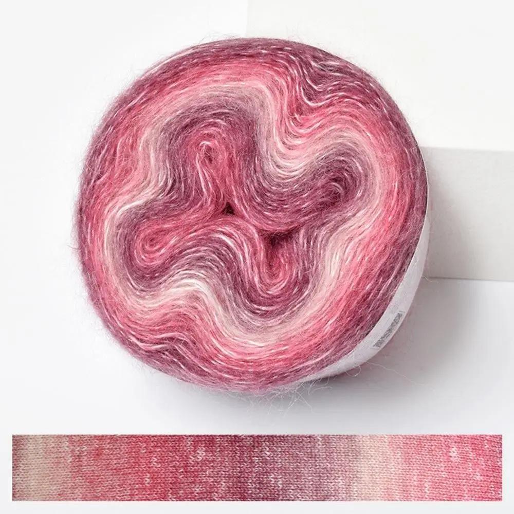 1pcs Spring Summer Crochet Rainbow Mohair Yarn Soft Skirt Lace Crochet Hand-Woven Soft Yarn Organic Cotton Blend Yarn DIY