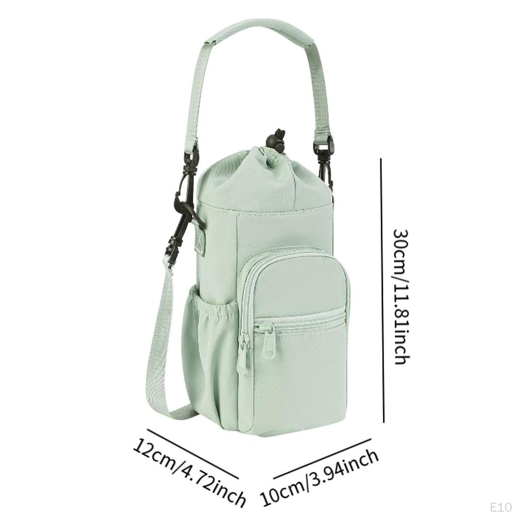 Water Bottle Carrier Adjustable Shoulder Strap for Men Women with Zipper Pocket Bag