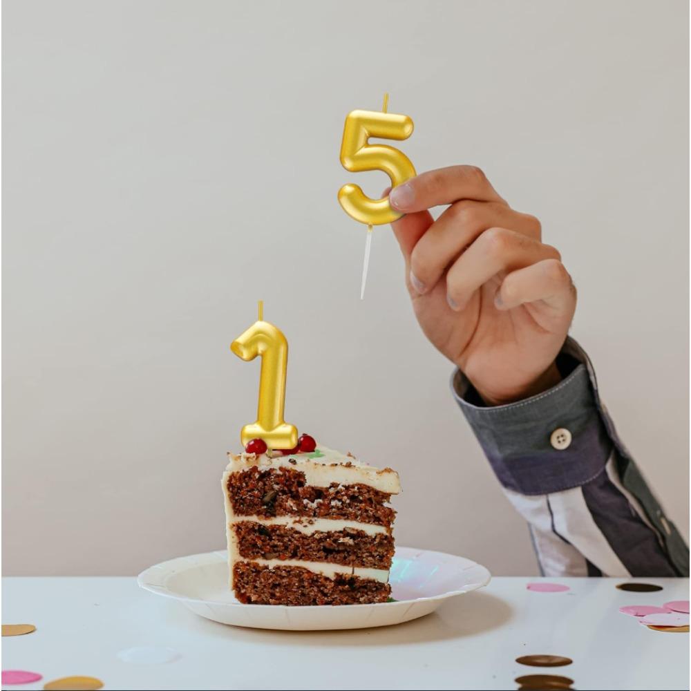 1/2/10pcs Number Birthday Candles, Gold Number Candles, Cake Number Candles, Party Celebration
