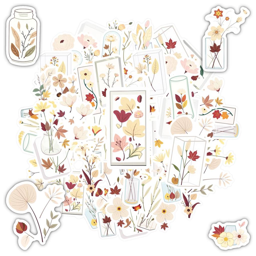 35pcs Aesthetic Vintage Stickers Minimalist Flowers Nature Stickers Stickers For Notebook Luggage Mobile Phone Cup Laptop