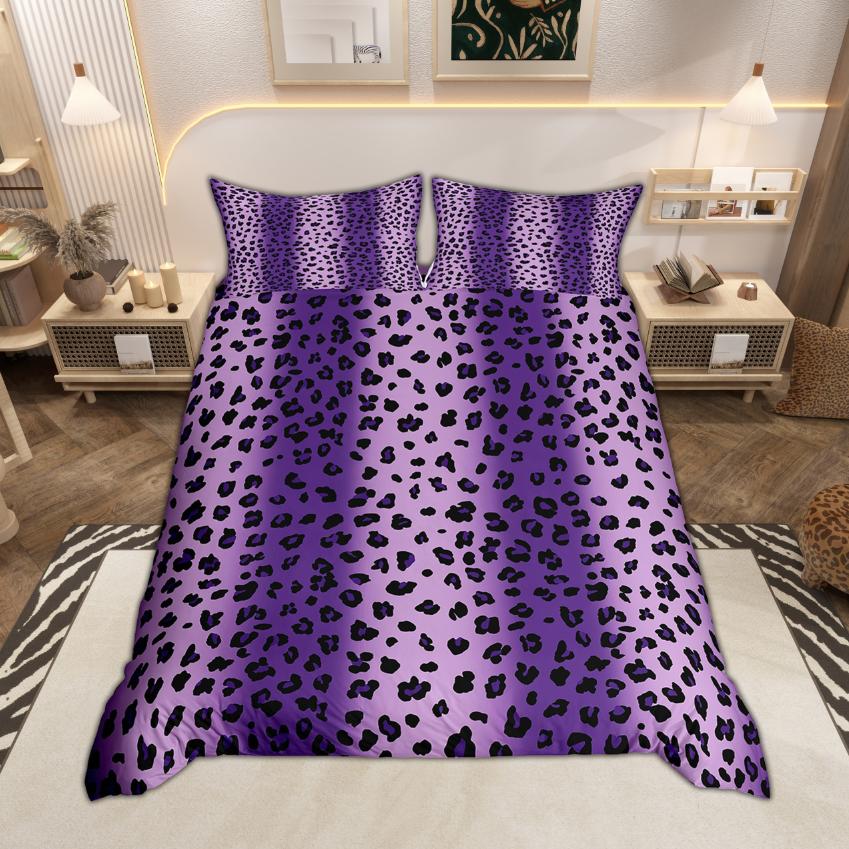 Homewish Leopard Print Duvet Cover Set Cheetah Print Quilt Cover Set Animal Theme Bedding Wildlife Bedroom Room