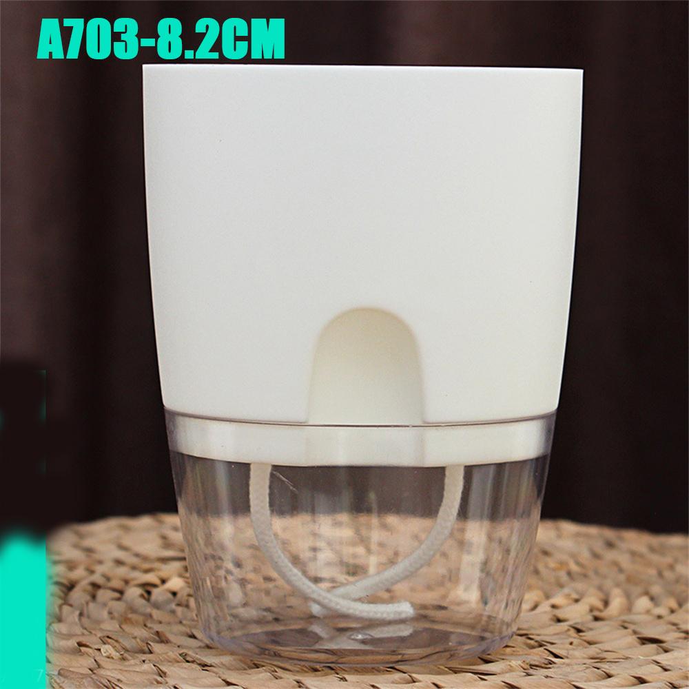 Transparent Double Layer Plastic Flower Pot Self Watering Flowerpot Cotton Rope Watering Small Plant Pot With Injection Port