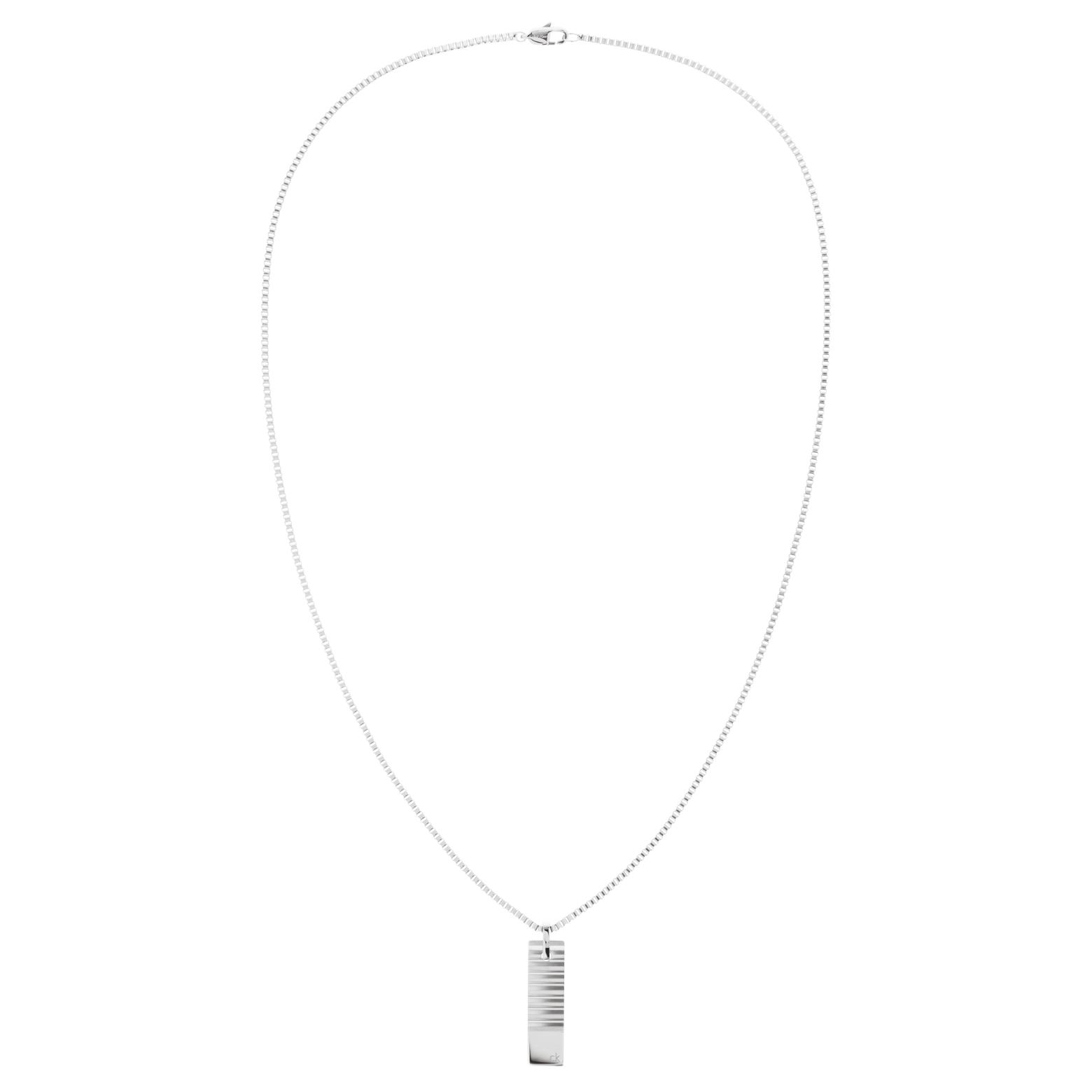 

Calvin Klein Everyday Versatile Trendy Minimalist Unique Design Stainless Steel Necklace Men necklace 35100085 Box,F,Parallel Silhouette Men s Necklace, Silver