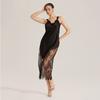 New Summer European and American Style Satin Chiffon Pajamas Diagonal Pendulum Splicing Semi-transparent Lace Sexy Suspender Dress SQ1911