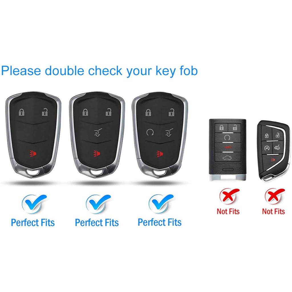 Für Cadillac Escalade Schlüsselanhänger-Abdeckung, für Cadillac ATS CTS CT6 STS SRX XT5 Schlüsselanhänger-Hülle, Premium-Soft-TPU, vollständiger Schutz, Smart-Schlüsselhalter