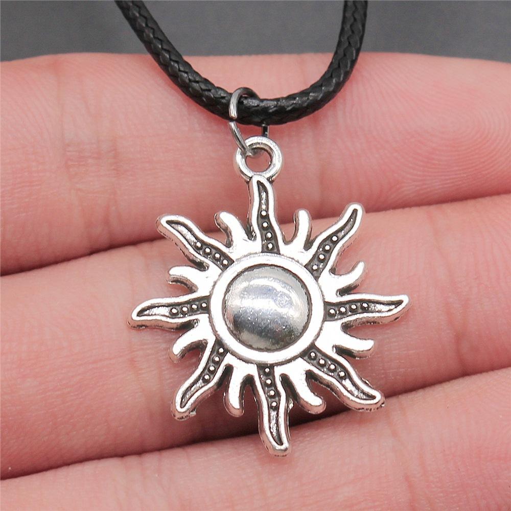 30 Styles Unisex Amulet Wicca Jewelry Gift Sun Moon Star Pentagram Pendant Necklace Black Leather Cord