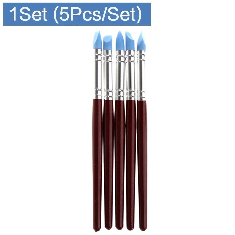 

5Pcs Set Wood Handle Clay Sculpting Tools Wax Carving Pottery Tools for Ceramic Polymer Modeling DIY Crafts