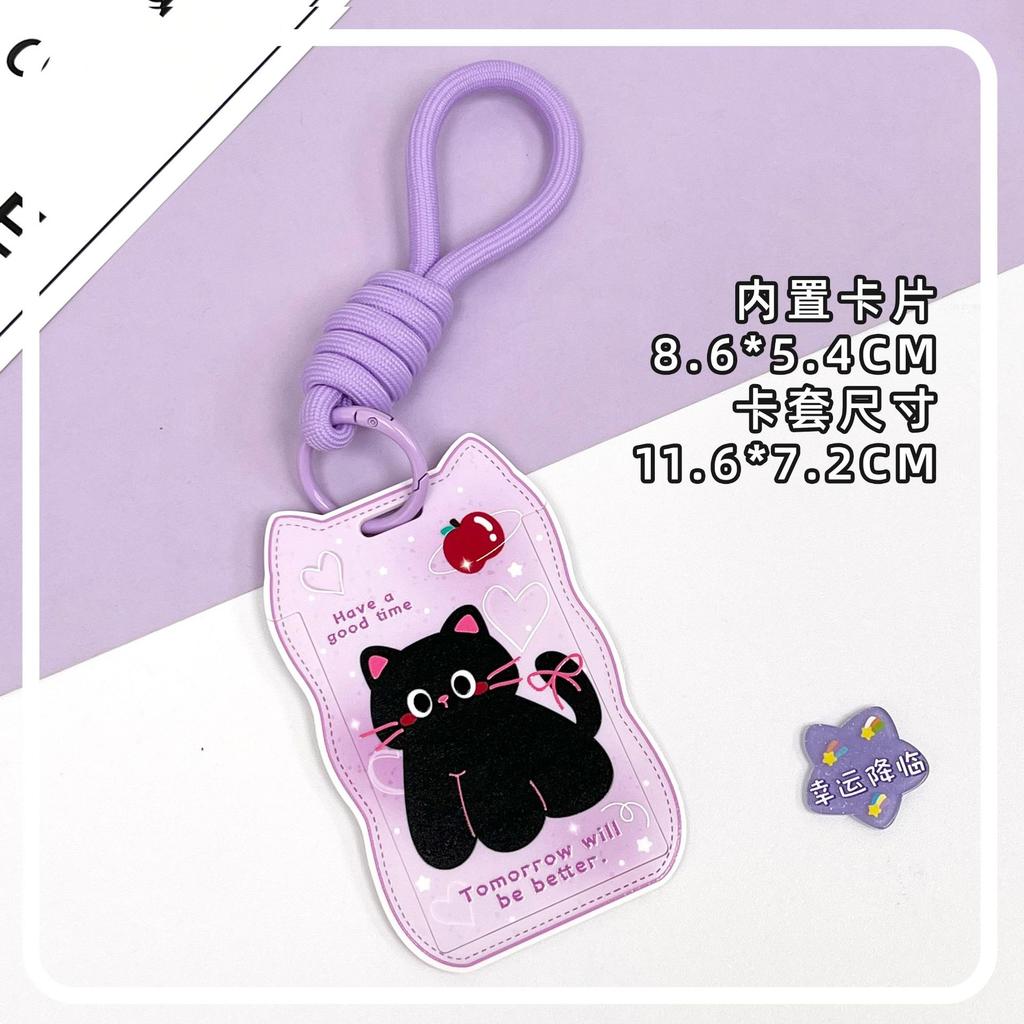 Creative Cat Ear Wave Card Cover Student Campus Cards Case Employee Id Card Holder Sliding Cover ABS ID Holder Bus Card Holder