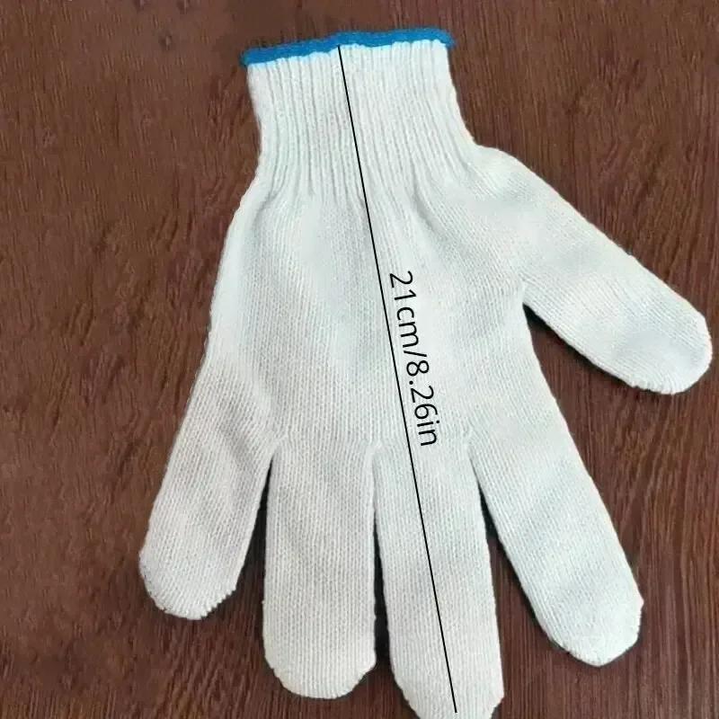 6/12pairs Lampshade Cotton Non-slip and Wear-resistant Construction Site Work Gloves, Encrypted White Labor Protection Gloves