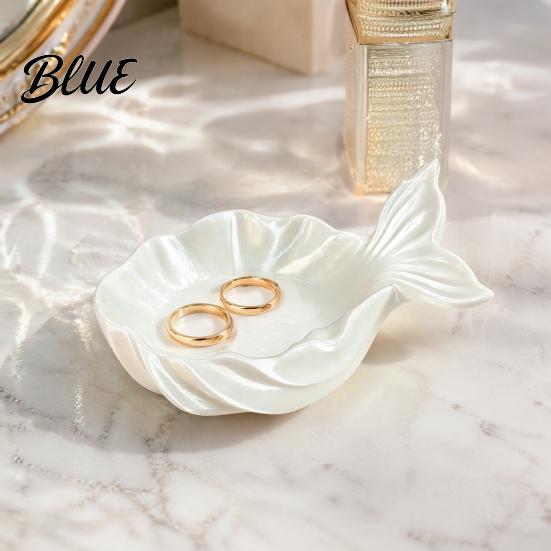 Fishtail Design Tray Pearlescent Elegant Tray Capacity Large Jewelry Storage Groove Design 3D Printing Desktop Ornament for Rings