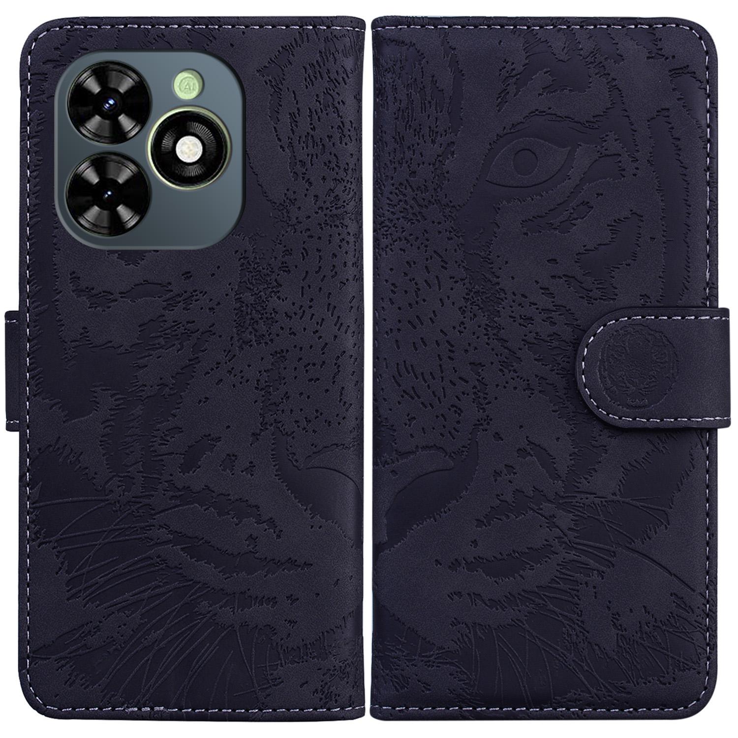 

For TECNO Spark Go 2024 4G/Spark 20/Spark 20C/Pop 8 Case Tiger Imprint Leather Wallet Phone Cover A