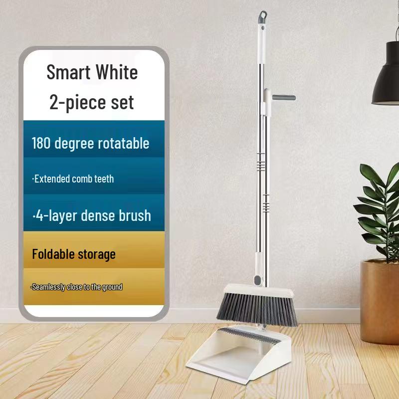 Broom & Dustpan Set with Magic Squeegee for Household Sweeping