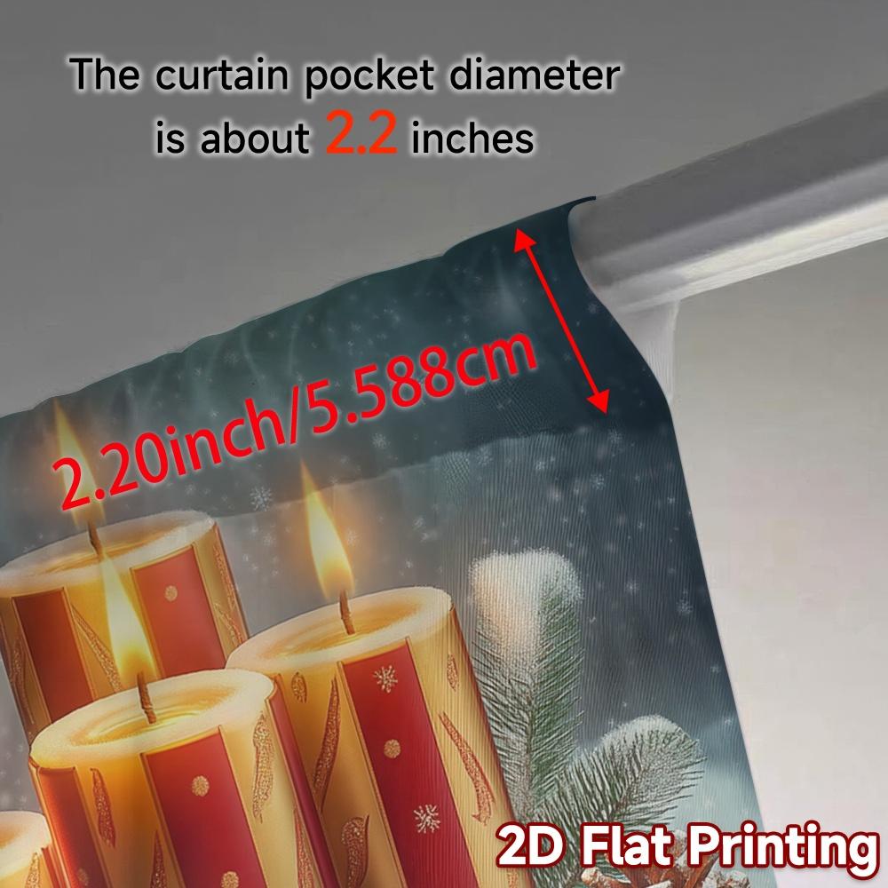 2pcs,Curtains Christmas Candles Snowflakes Pinecones (3) Modern Minimalist Curtains Polyester Curtains Decorations Outdoor for